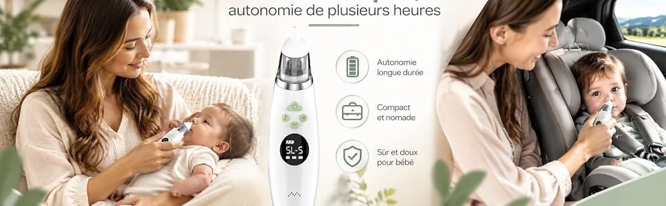 Autonomie de plusieurs heures : mouche bébé Redalis compact et nomade, utilisé à la maison et en voiture
